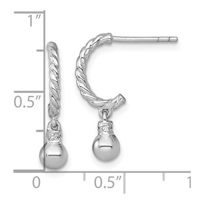 Sterling Silver 22mm CZ Twisted J- Hoop Earrings – view 4