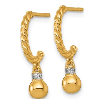 Gold-Plated Sterling Silver 22mm CZ Twisted J- Hoop Earrings – view 3