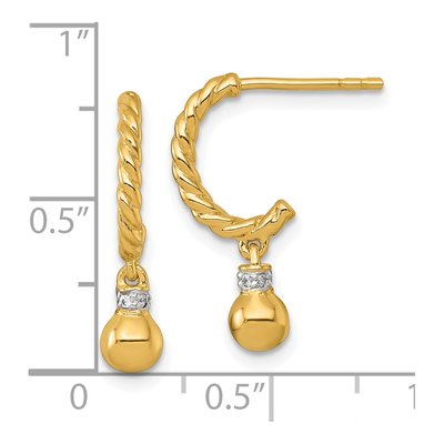 Gold-Plated Sterling Silver 22mm CZ Twisted J- Hoop Earrings – view 4