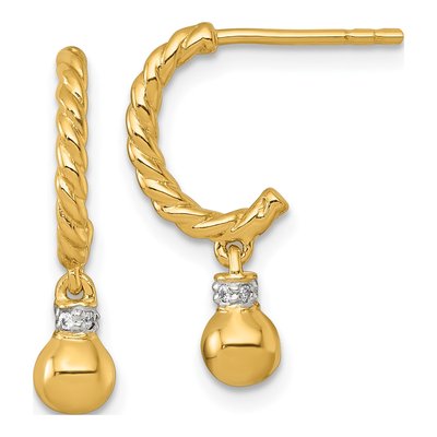 Gold-Plated Sterling Silver 22mm CZ Twisted J- Hoop Earrings