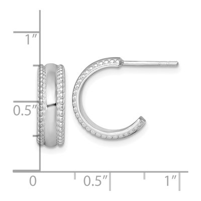 Sterling Silver 16mm Beaded C- Hoop Earrings – view 4