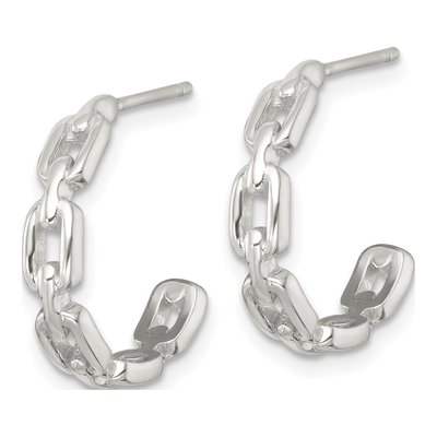 Sterling Silver 17mm Link C- Hoop Earrings – view 3