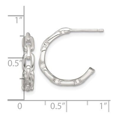 Sterling Silver 17mm Link C- Hoop Earrings – view 4