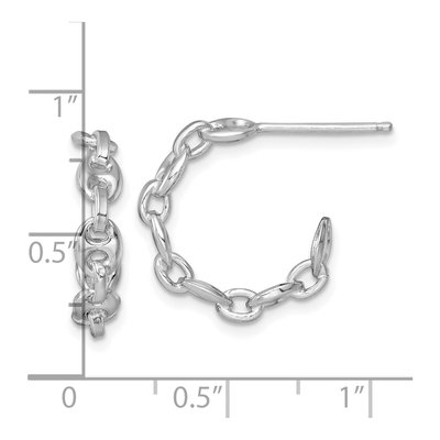 Sterling Silver 19mm Puffed Mariner Link C- Hoop Earrings – view 4