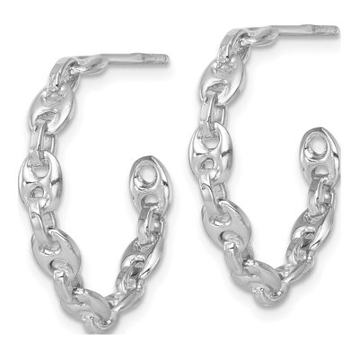 Sterling Silver 25mm Anchor-Link C- Hoop Earrings – view 3