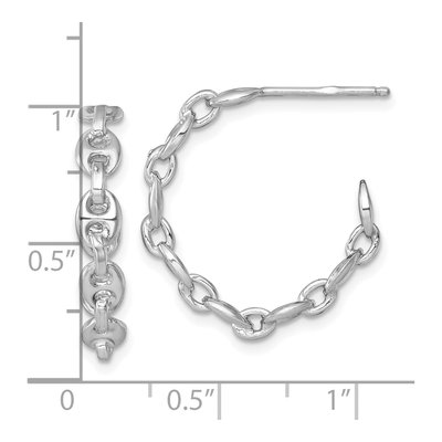 Sterling Silver 25mm Anchor-Link C- Hoop Earrings – view 4