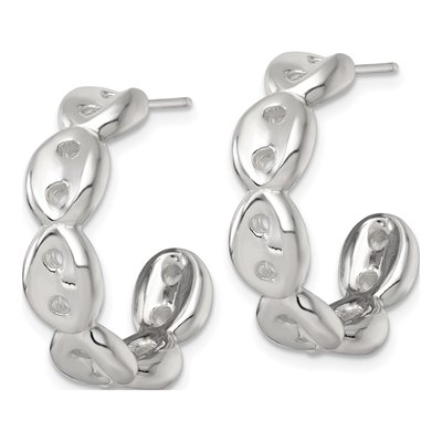 Sterling Silver 27mm Puffed Mariner C- Hoop Earrings – view 3
