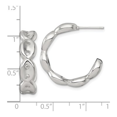 Sterling Silver 27mm Puffed Mariner C- Hoop Earrings – view 4