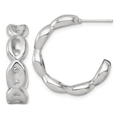 Sterling Silver 27mm Puffed Mariner C- Hoop Earrings