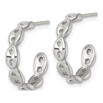 Sterling Silver 18mm Mariner Link C- Hoop Earrings – view 3