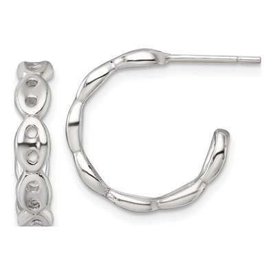 Sterling Silver 18mm Mariner Link C- Hoop Earrings