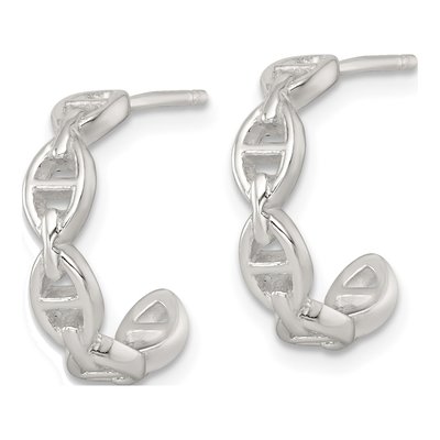 Sterling Silver 16mm Anchor Link C- Hoop Earrings – view 3