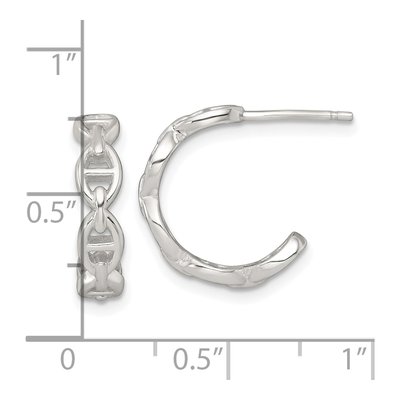 Sterling Silver 16mm Anchor Link C- Hoop Earrings – view 4