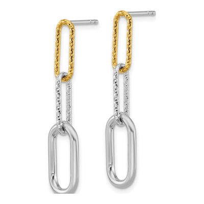 Sterling Silver Three Link Dangle Earrings – view 3