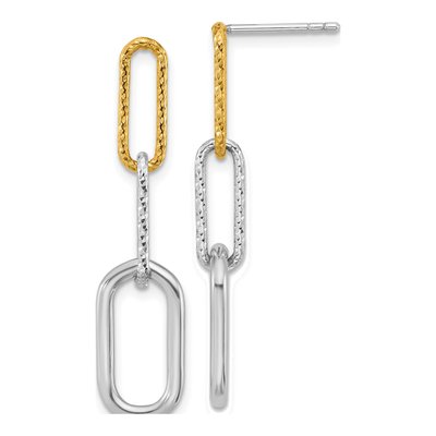 Sterling Silver Three Link Dangle Earrings