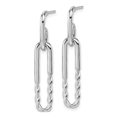 Sterling Silver Twisted Paper Clip Dangle Earrings – view 3