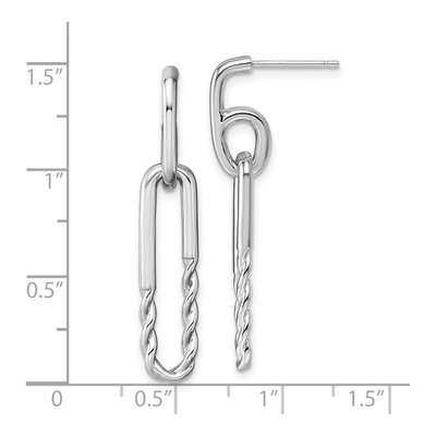 Sterling Silver Twisted Paper Clip Dangle Earrings – view 4