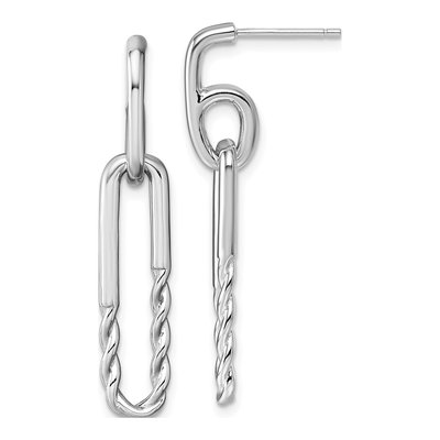 Sterling Silver Twisted Paper Clip Dangle Earrings
