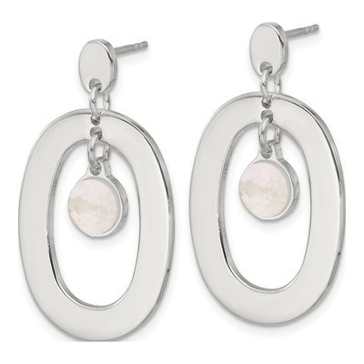 Sterling Silver Mother of Pearl Open Oval Dangle Earrings – view 2