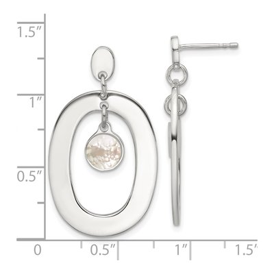 Sterling Silver Mother of Pearl Open Oval Dangle Earrings – view 4