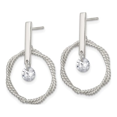 Sterling Silver CZ Twisted Circle Dangle Earrings – view 3