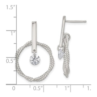Sterling Silver CZ Twisted Circle Dangle Earrings – view 4