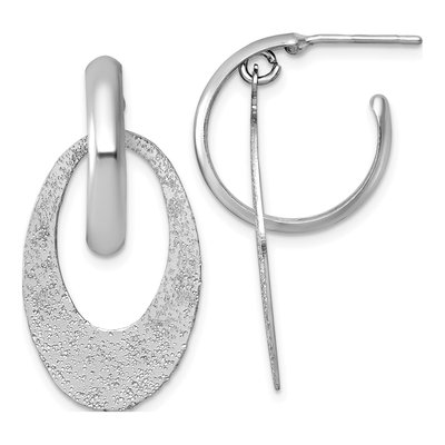 Sterling Silver 38mm Oval C- Hoop Earrings