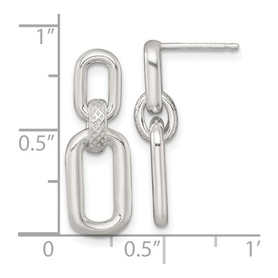Sterling Silver Textured Rectangular Dangle Earrings – view 4