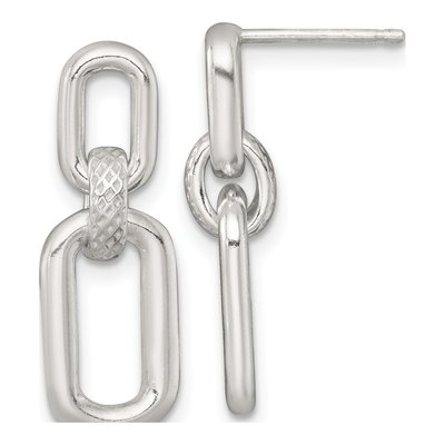 Sterling Silver Textured Rectangular Dangle Earrings