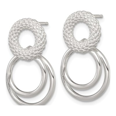 Sterling Silver Double Circle Dangle Earrings – view 3
