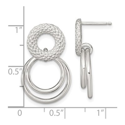 Sterling Silver Double Circle Dangle Earrings – view 4
