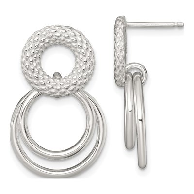 Sterling Silver Double Circle Dangle Earrings