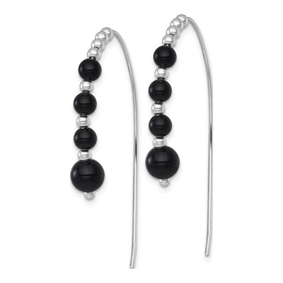 Sterling Silver Onyx Threader Earrings – view 3