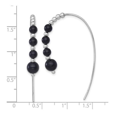 Sterling Silver Onyx Threader Earrings – view 4