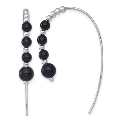 Sterling Silver Onyx Threader Earrings