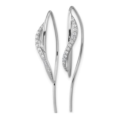 Sterling Silver CZ Swirl Threader Earrings – view 3