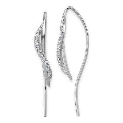 Sterling Silver CZ Swirl Threader Earrings