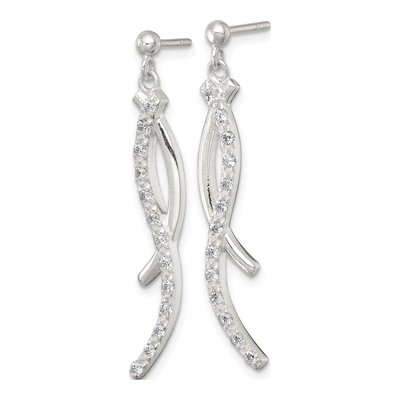 Sterling Silver CZ Swirl Dangle Earrings – view 3