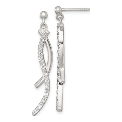 Sterling Silver CZ Swirl Dangle Earrings