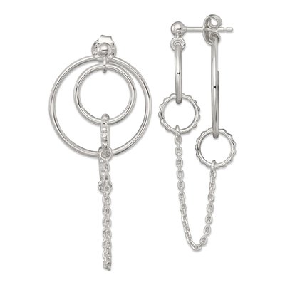 Sterling Silver Multi Circle Dangle Earrings