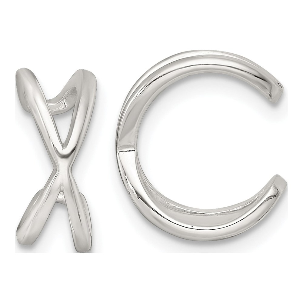 Sterling Silver Polished -X- Criss Cross Pair Of Ear Cuffs