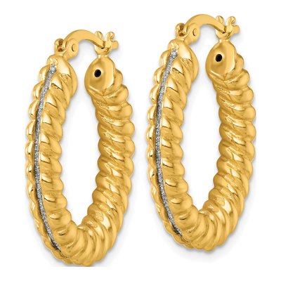 Gold-Plated Sterling Silver 29mm Twisted Oval Hoop Earrings – view 3