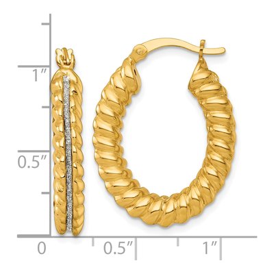 Gold-Plated Sterling Silver 29mm Twisted Oval Hoop Earrings – view 4
