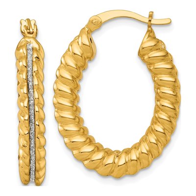 Gold-Plated Sterling Silver 29mm Twisted Oval Hoop Earrings