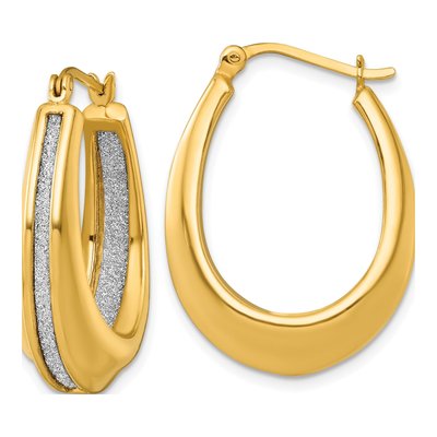 Gold-Plated Sterling Silver 29mm Twisted Oval Hoop Earrings