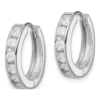 Sterling Silver 15mm CZ Huggie Hoop Earrings – view 3