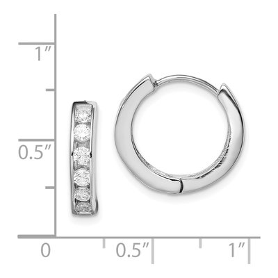Sterling Silver 15mm CZ Huggie Hoop Earrings – view 5