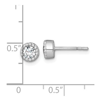 Sterling Silver Round CZ Beaded Stud Earrings – view 4