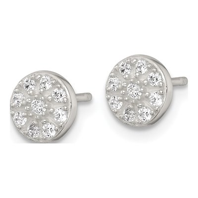 Sterling Silver Round CZ Cluster Circle Stud Earrings – view 3