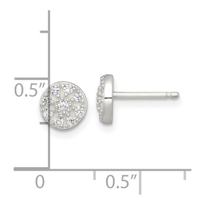 Sterling Silver Round CZ Cluster Circle Stud Earrings – view 4